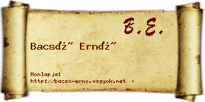 Bacsó Ernő névjegykártya